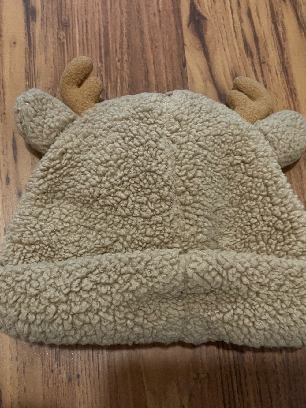 Old Navy Baby Beige Sherpa Reindeer Hat Cap with Antlers